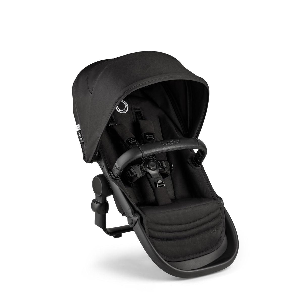 Bugaboo Kangaroo Sibling Seat Midnight Black attach shows quick setup for a second child