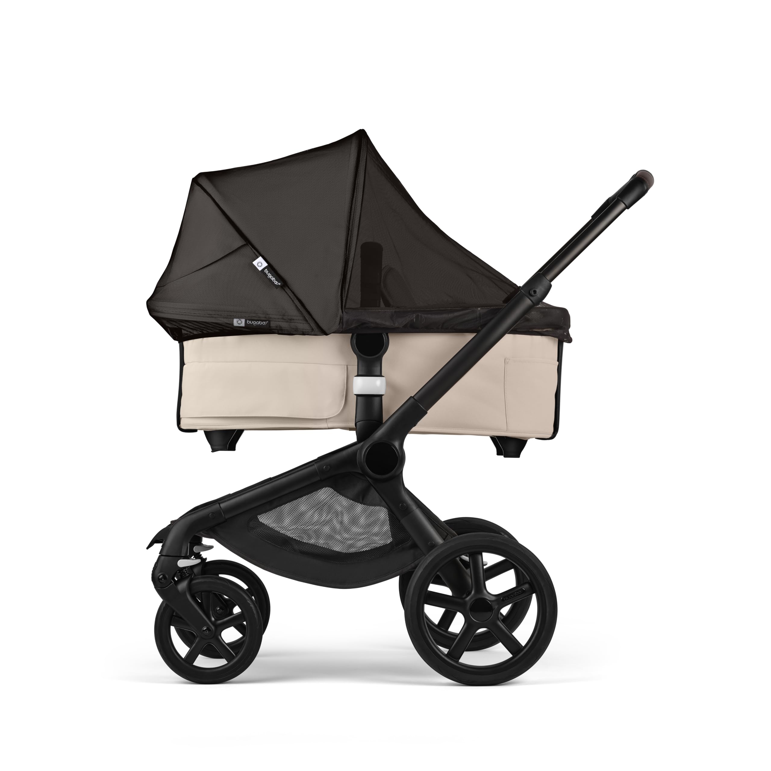 Bugaboo mosquito net close-up shows breathable mesh for baby comfort