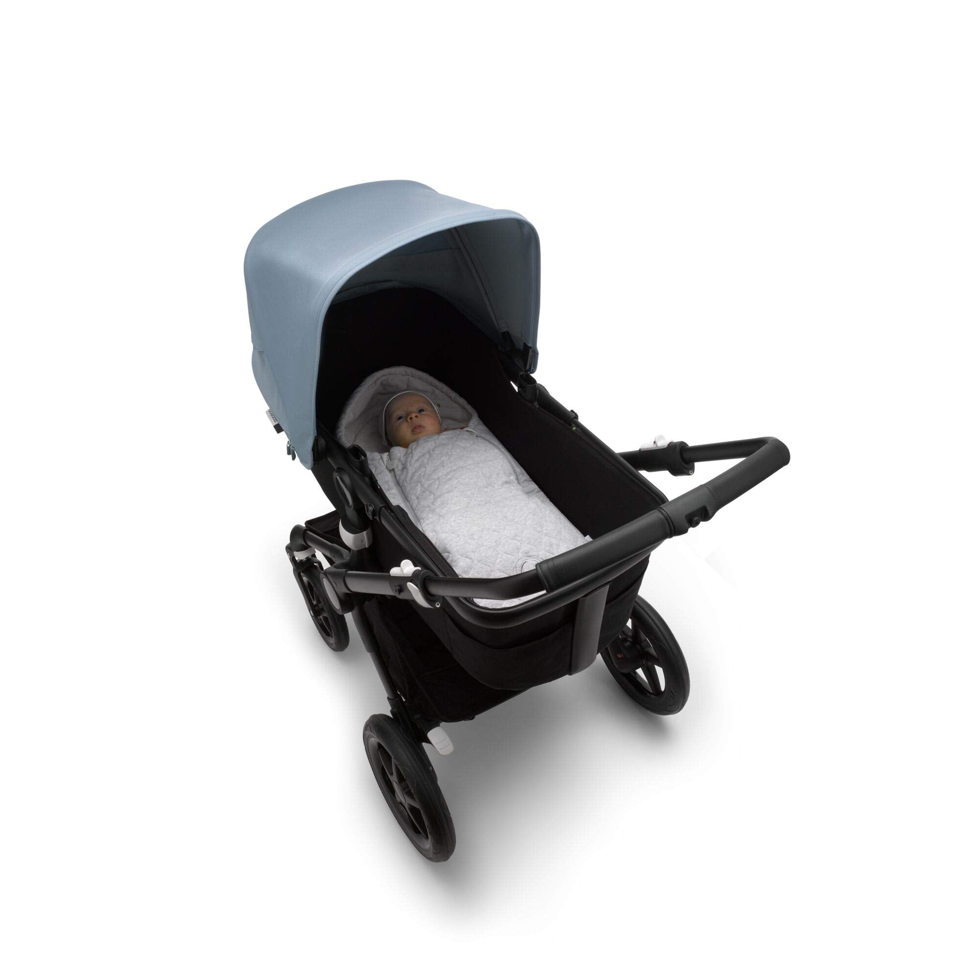 Bugaboo newborn inlay footmuff full-length coverage keeps baby comfortable.