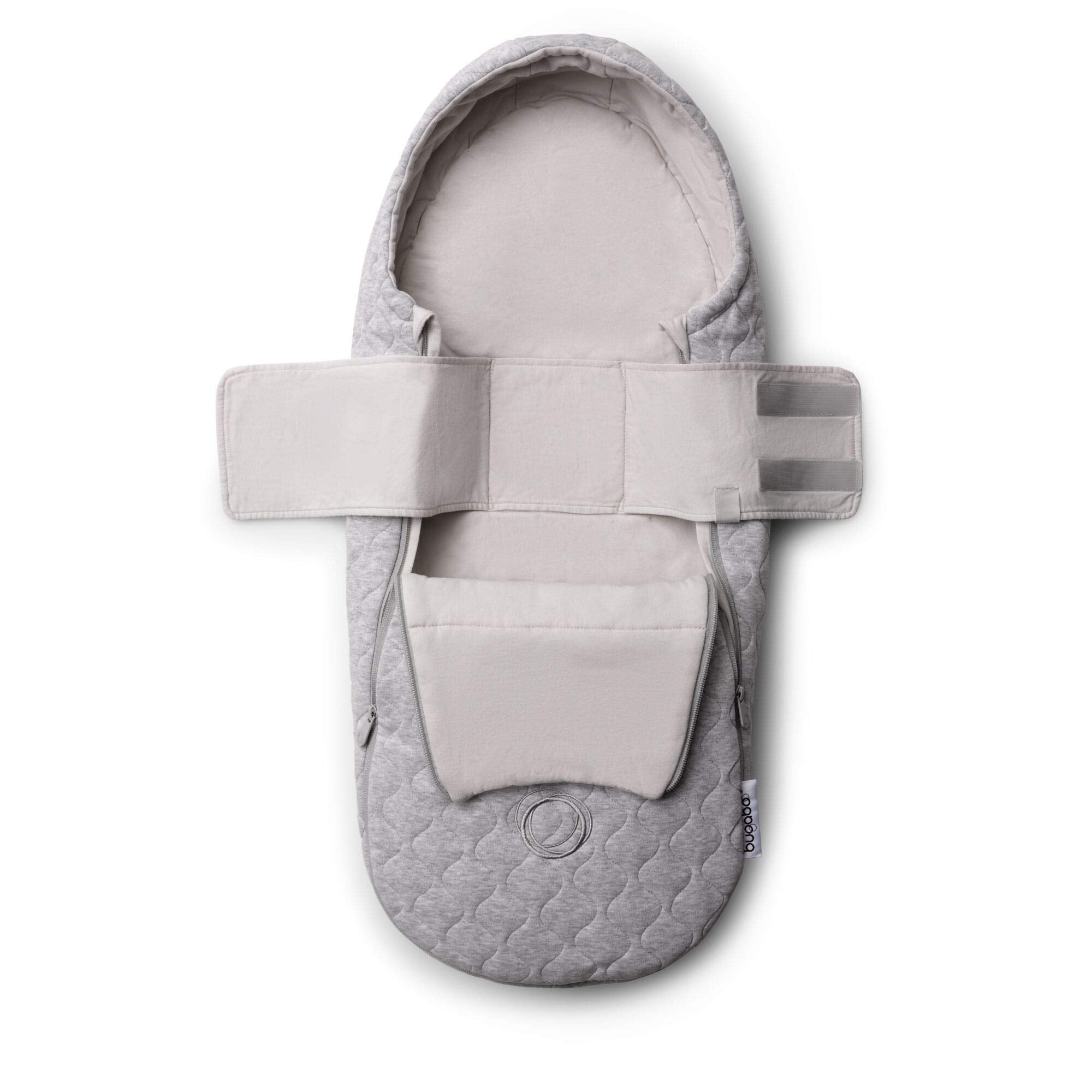 Bugaboo newborn inlay footmuff inner strap keeps newborn snuggly in place.