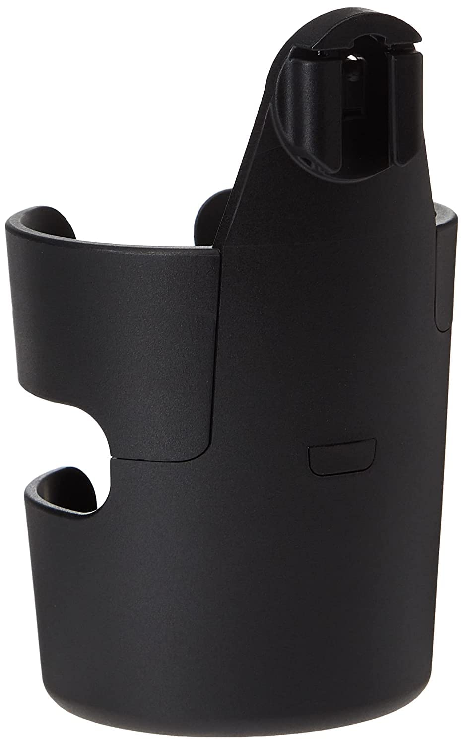 Bugaboo stroller cup holder attach point enables quick, secure attachment on handlebars.