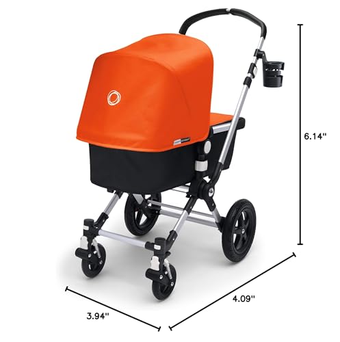 Bugaboo stroller cup holder in-use example shows kid-friendly sip within reach.