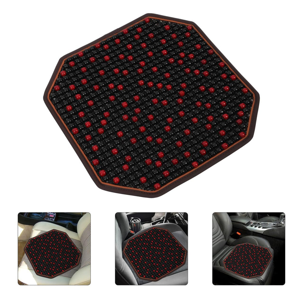 BUGUUYO car seat setup with wood bead cushion for long trips