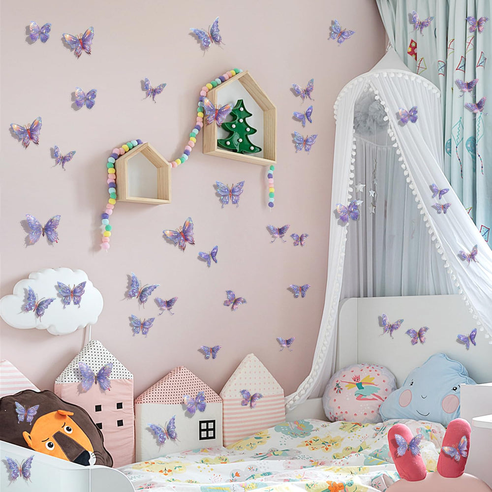 Buiory 3D butterfly wall decor purple cluster livens classrooms with color.