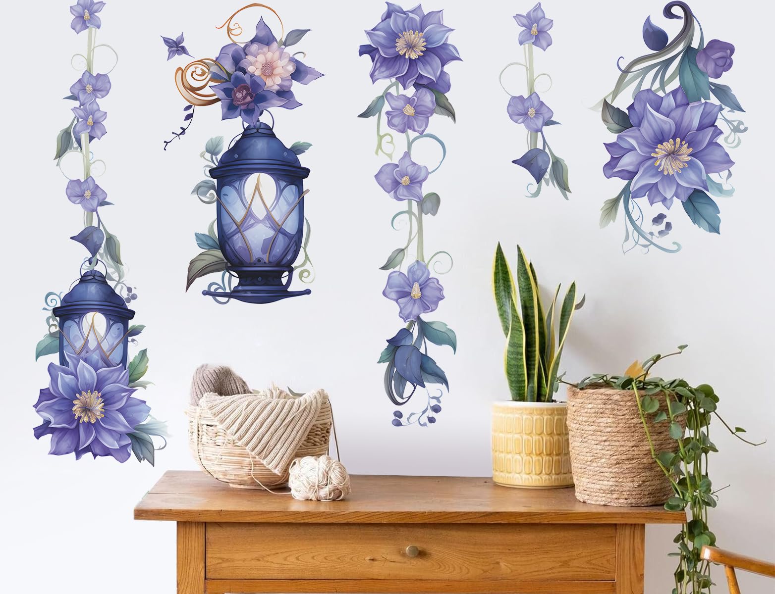 Buiory door/window flower wall sticker blue brightens entryways and interior decor.
