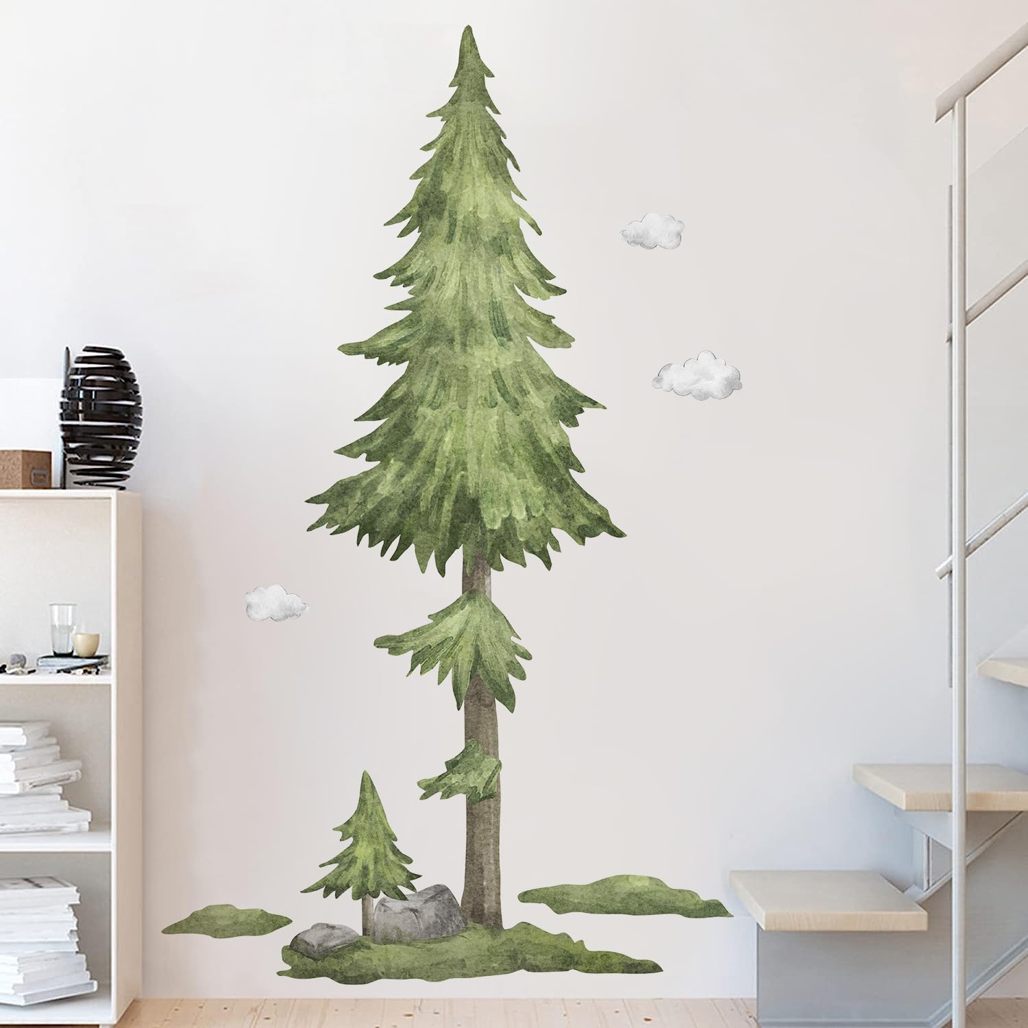 Buiory forest wall decals finish the space with gallery-quality charm.