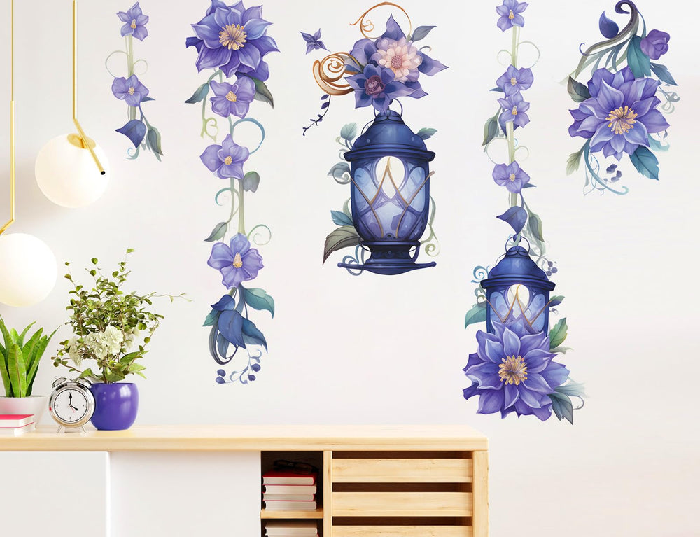 Buiory hanging flowers wall decal blue set brightens bedrooms and playrooms.
