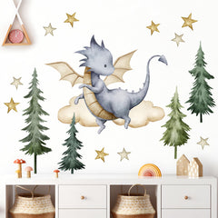 Buiory removable 3D dragon wall decal pack closeup shows easy peel-and-stick setup.