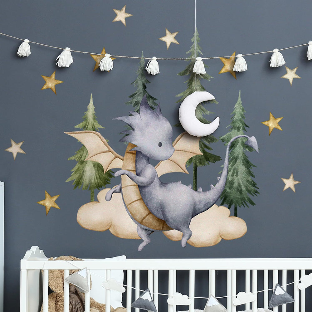 Buiory watercolor dinosaur wall art adds soft detail and kid-friendly charm.