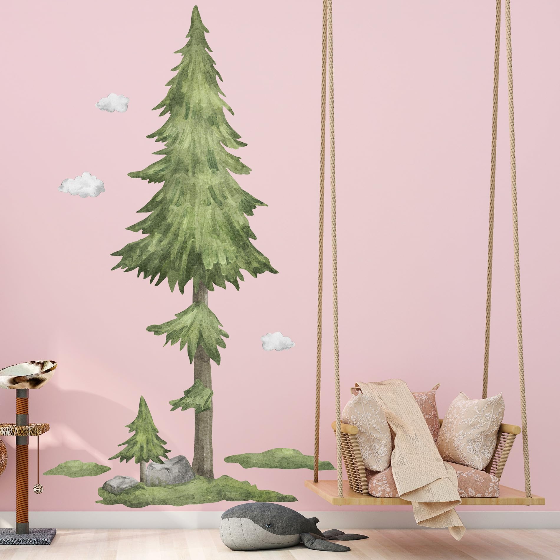 Buiory watercolor tree wall decal set designed for durable, non-toxic decor.