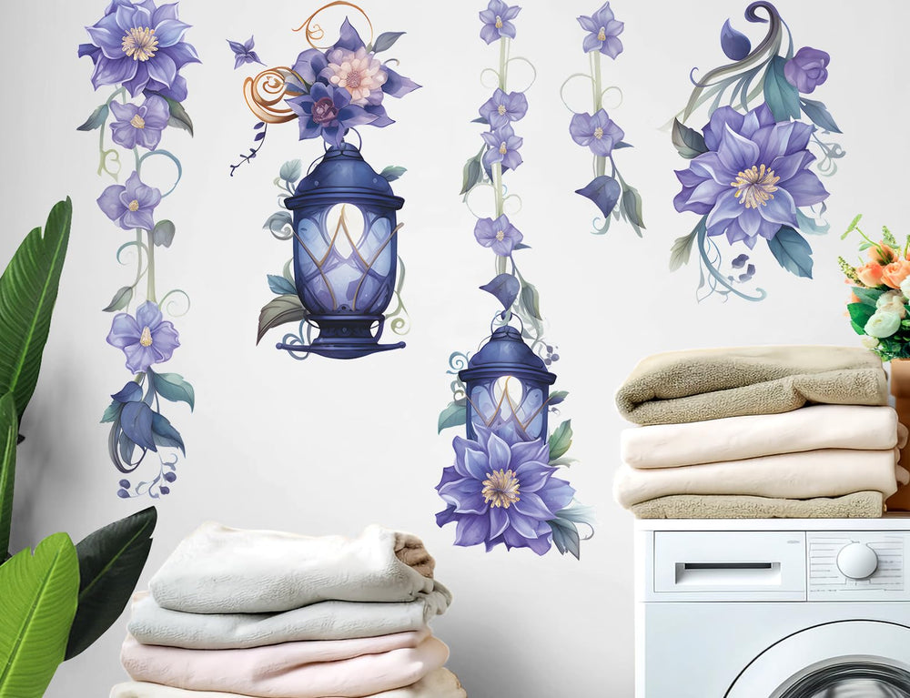 Buiory waterproof flower wall decal keeps walls protected in humid spaces.