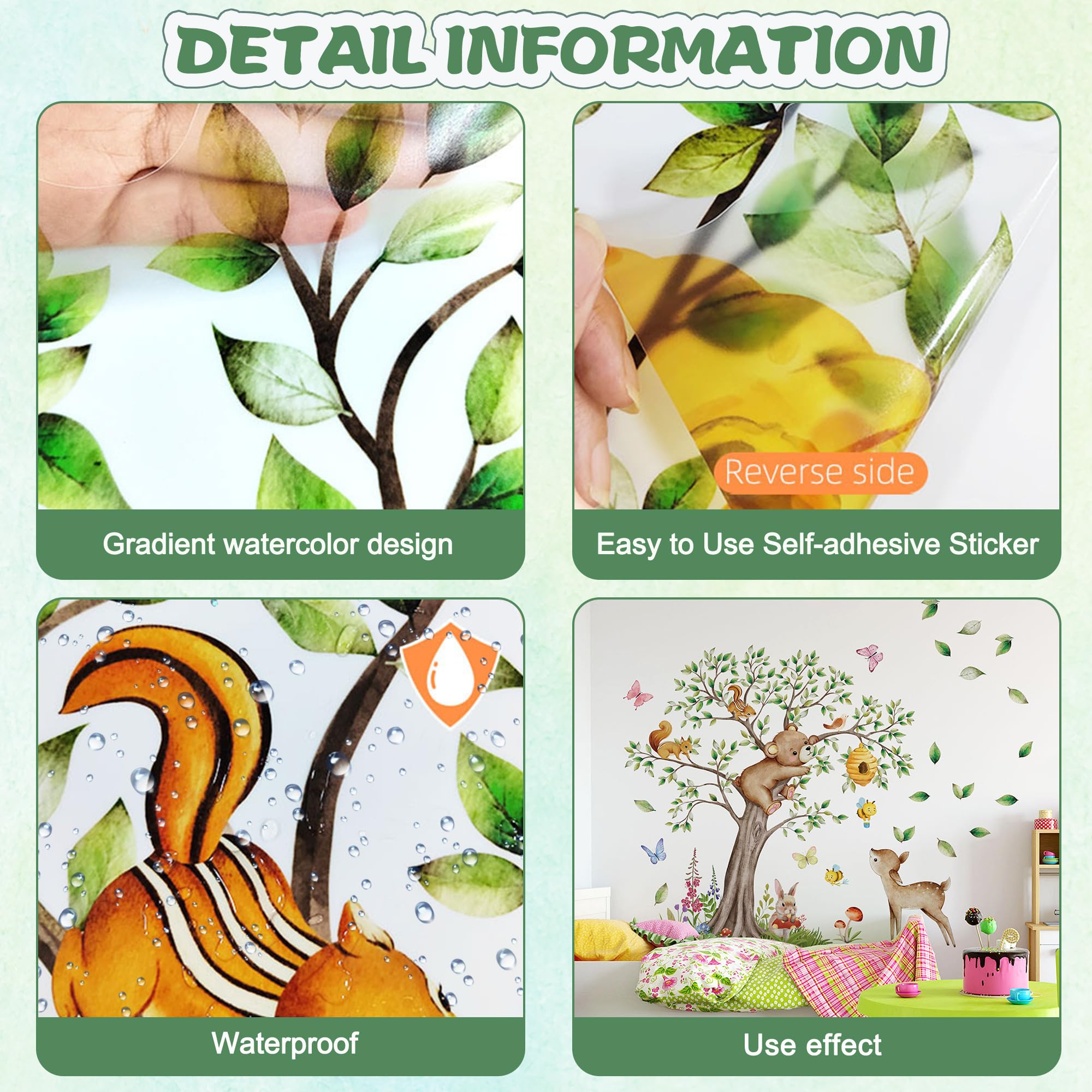 Buiory tree wall decals remove cleanly, ideal for rental homes and classrooms.