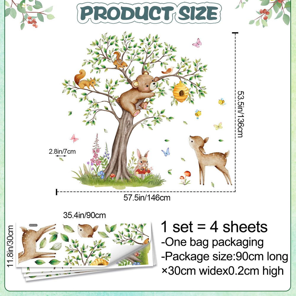 Buiory woodland animal wall decals brighten a baby room scene with playful characters.