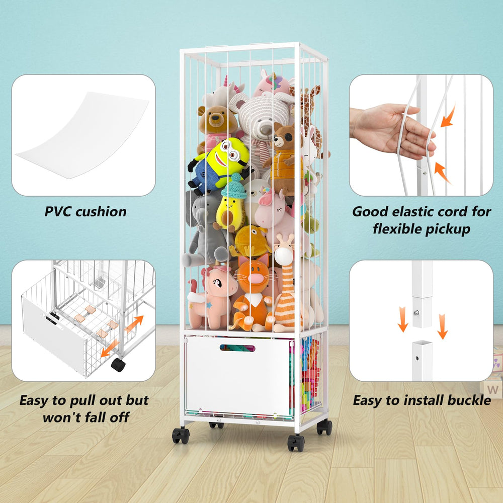 Bukfen storage zoo interior capacity holds over 100 plush toys and more.