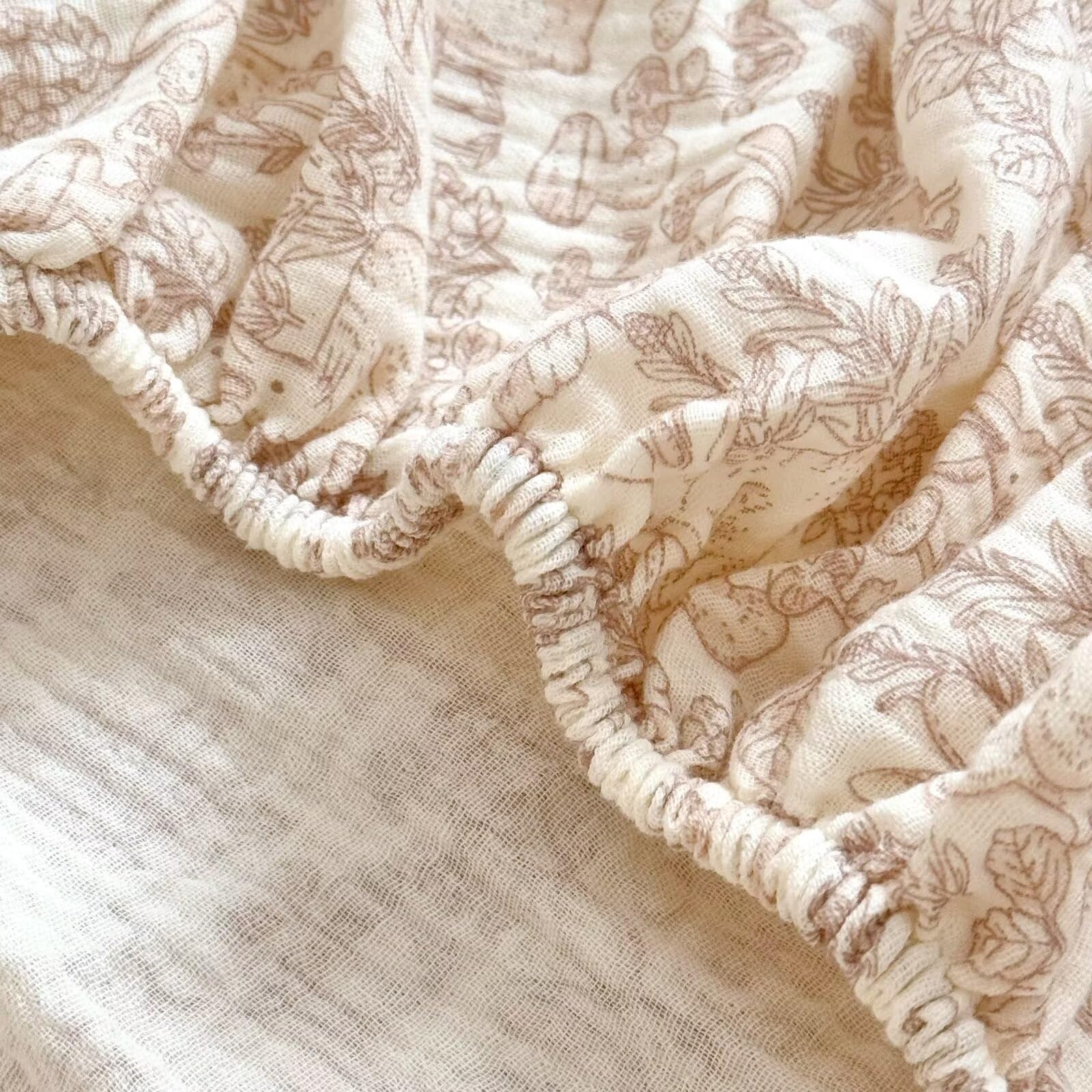 BuLuTu baby nursery boho pattern camellia print sheet enhances calming decor.