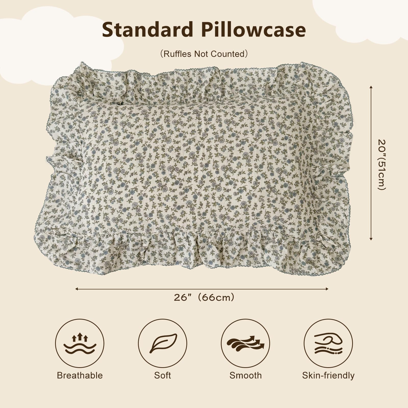 BuLuTu blue floral pillowcase for toddlers offers gentle skin-friendly daily use.