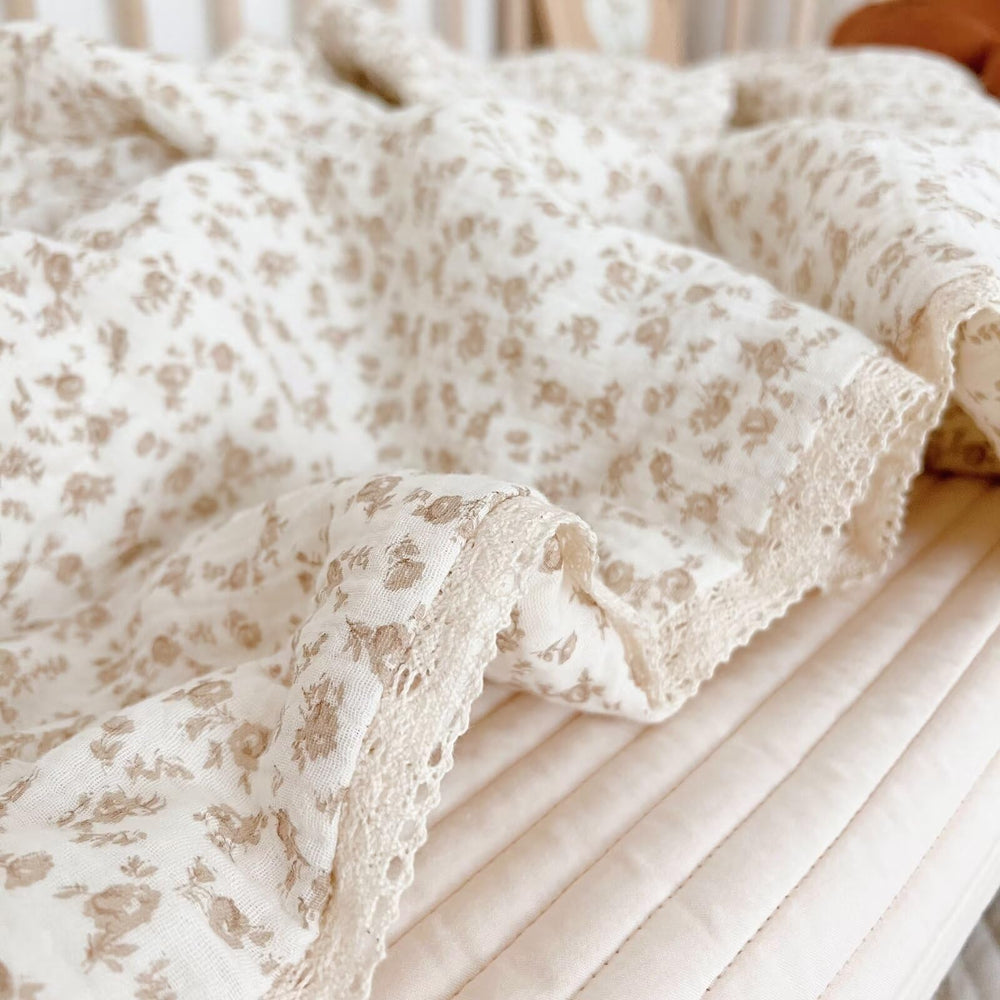 BuLuTu Carmine Flower Blanket 60x78 displayed to grow with your child.