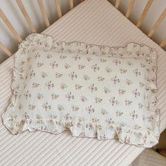 BuLuTu cotton muslin kids pillowcase with azalea pattern for breathable, gentle sleep.