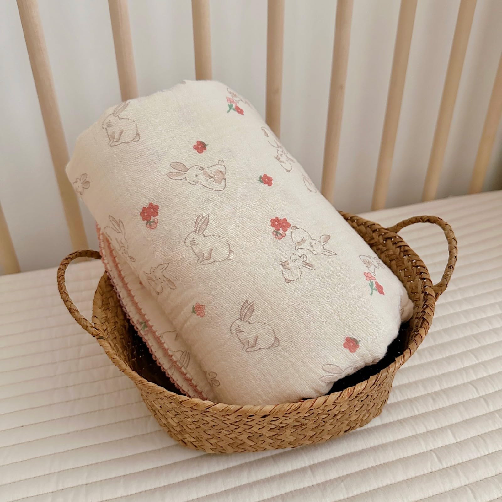 BuLuTu muslin blanket large 47x51 covers crib or stroller for versatile use