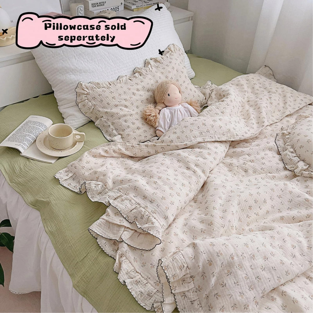 BuLuTu muslin cotton duvet cover close-up highlights lightweight, breathable comfort.