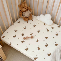 BuLuTu standard 52x28 muslin sheet with encased elastic for secure fit.