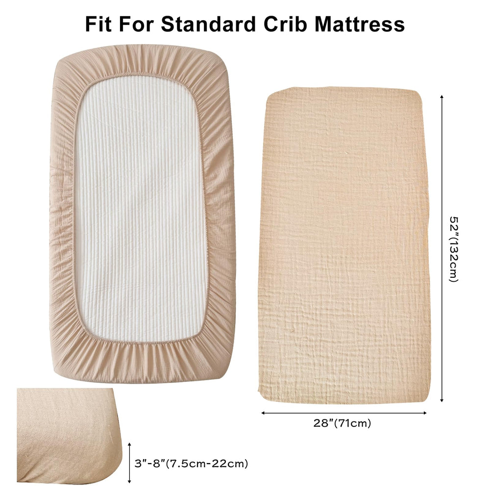 BuLuTu beige-pink closeup shows soft cotton muslin texture for comfortable baby sleep
