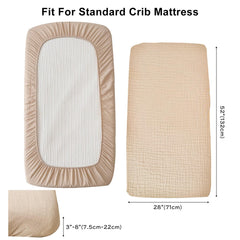 BuLuTu beige-pink closeup shows soft cotton muslin texture for comfortable baby sleep