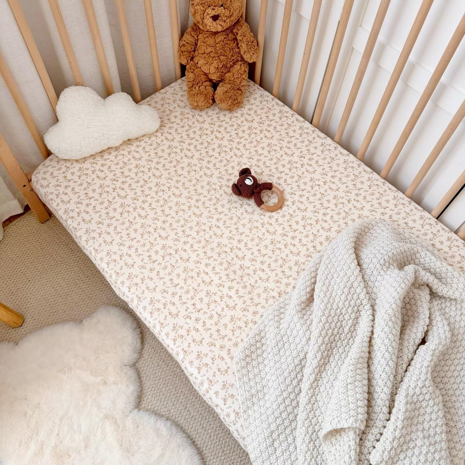 BuLuTu nursery pattern beige-camellia enhances calm, stylish nursery decor