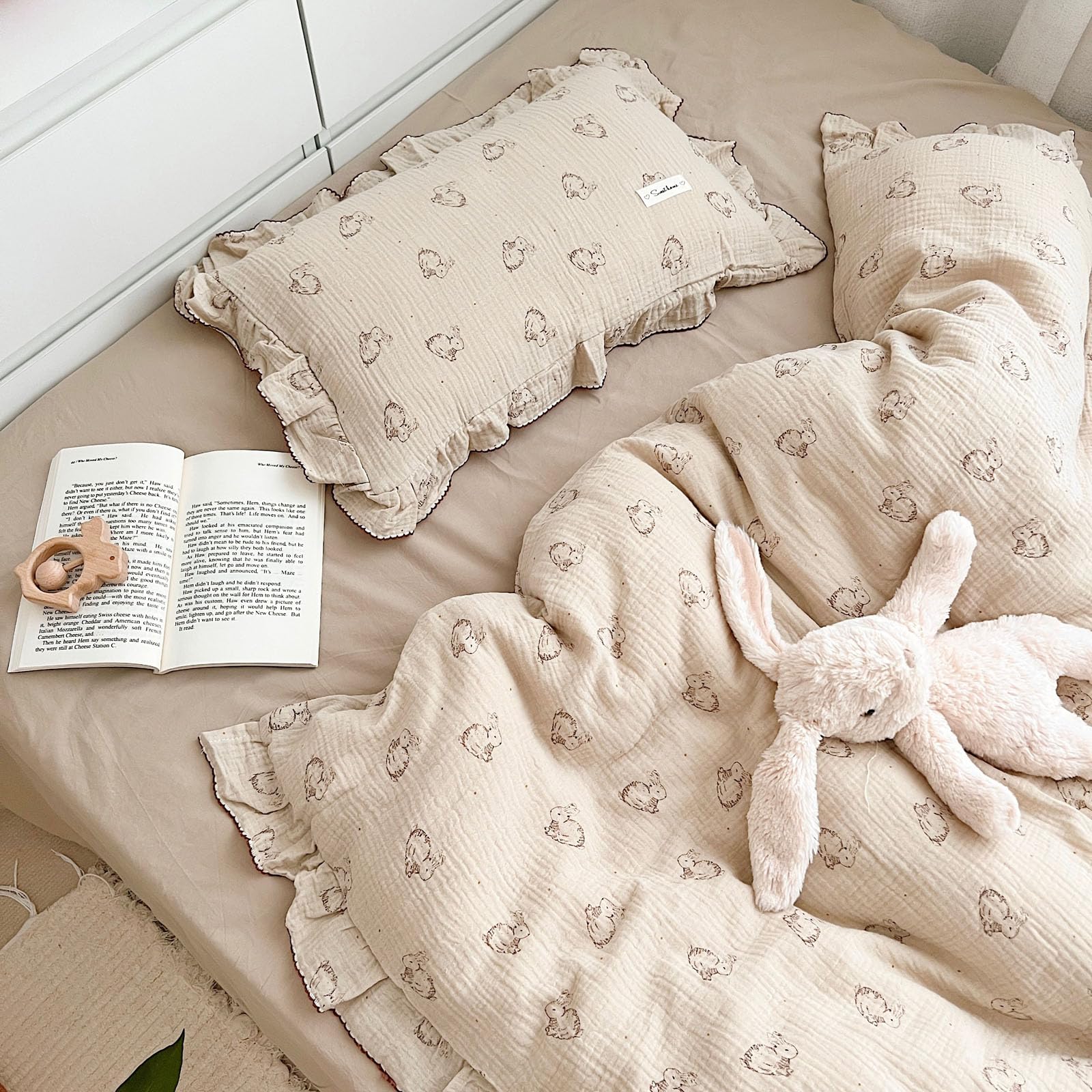 BuLuTu nursery decor vibe shot highlights vibrant prints that stay bright after washes.