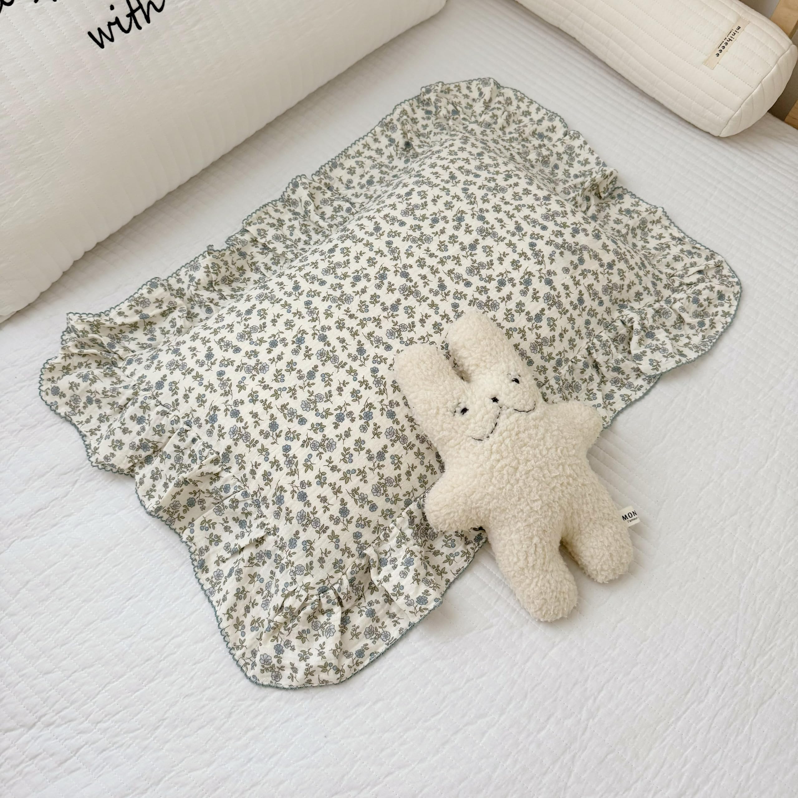 BuLuTu soft cotton kids pillowcase with blue floral print promotes breathable comfort.