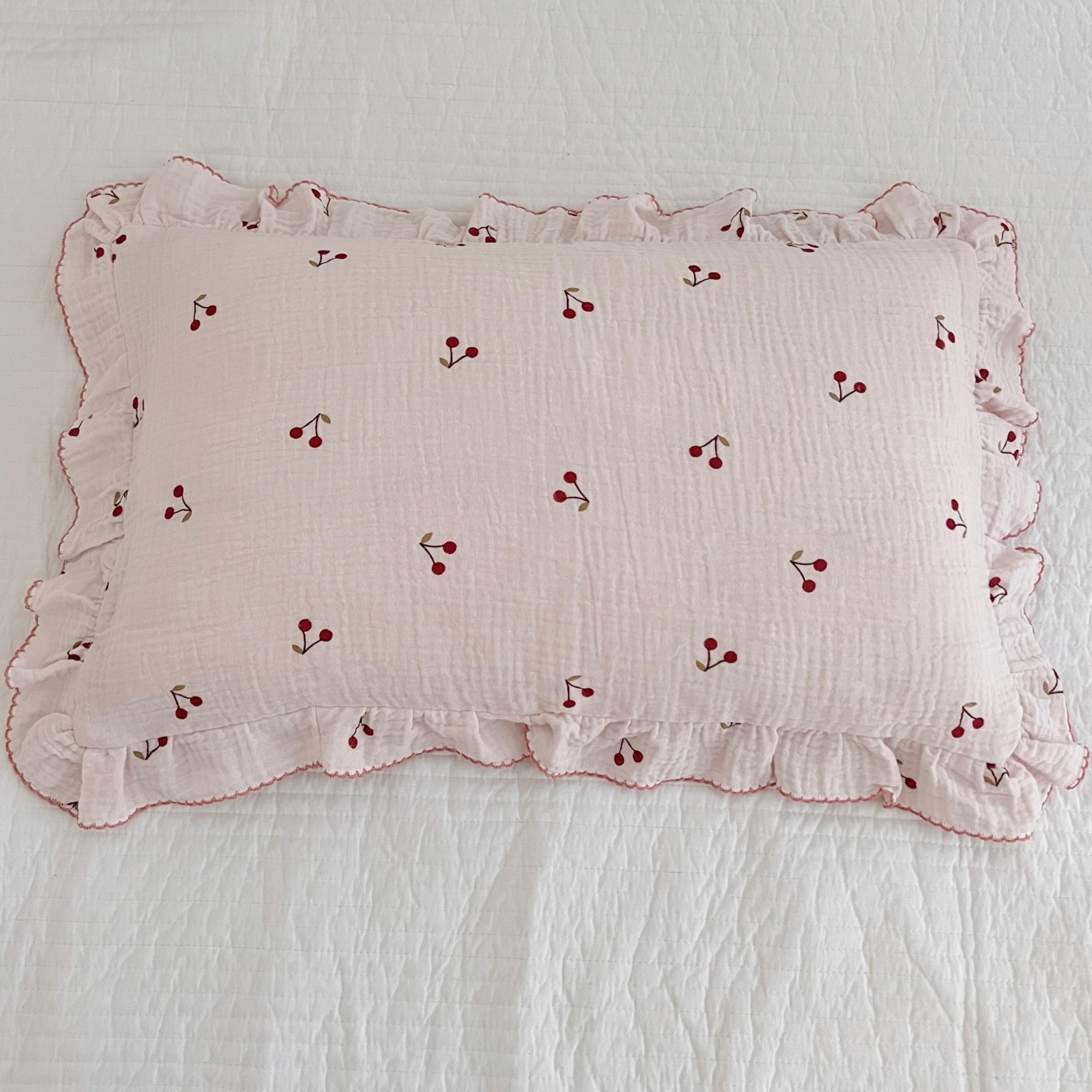 BuLuTu standard pillowcase 26x20 in cherry pattern for kids bed
