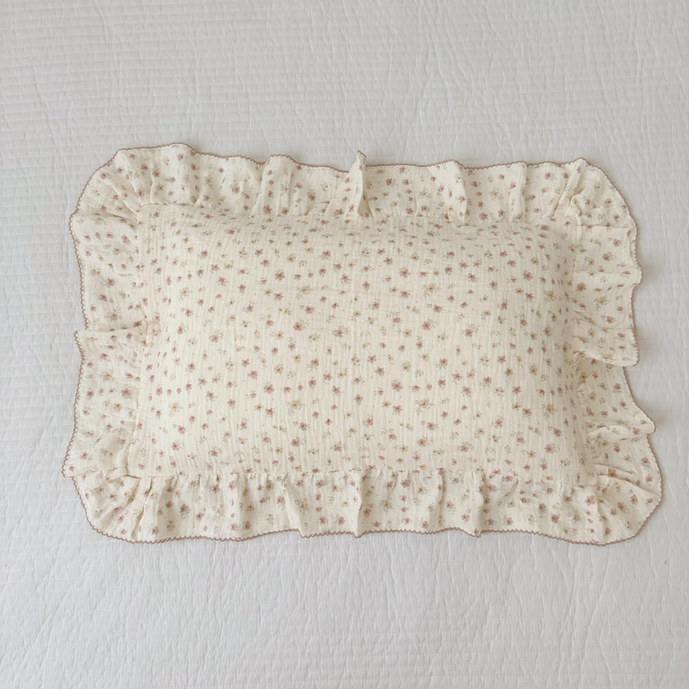BuLuTu toddler-size pillowcase 20x14 with pink flowers designed for cribs and swaddles.