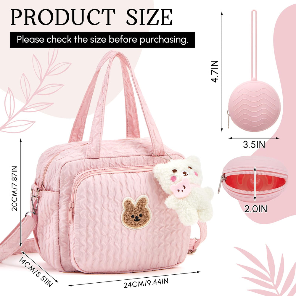 Bulyoou diaper bag tote pink exterior pocket—easy-access storage for quick essentials