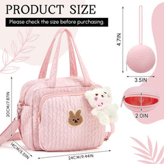 Bulyoou diaper bag tote pink exterior pocket—easy-access storage for quick essentials