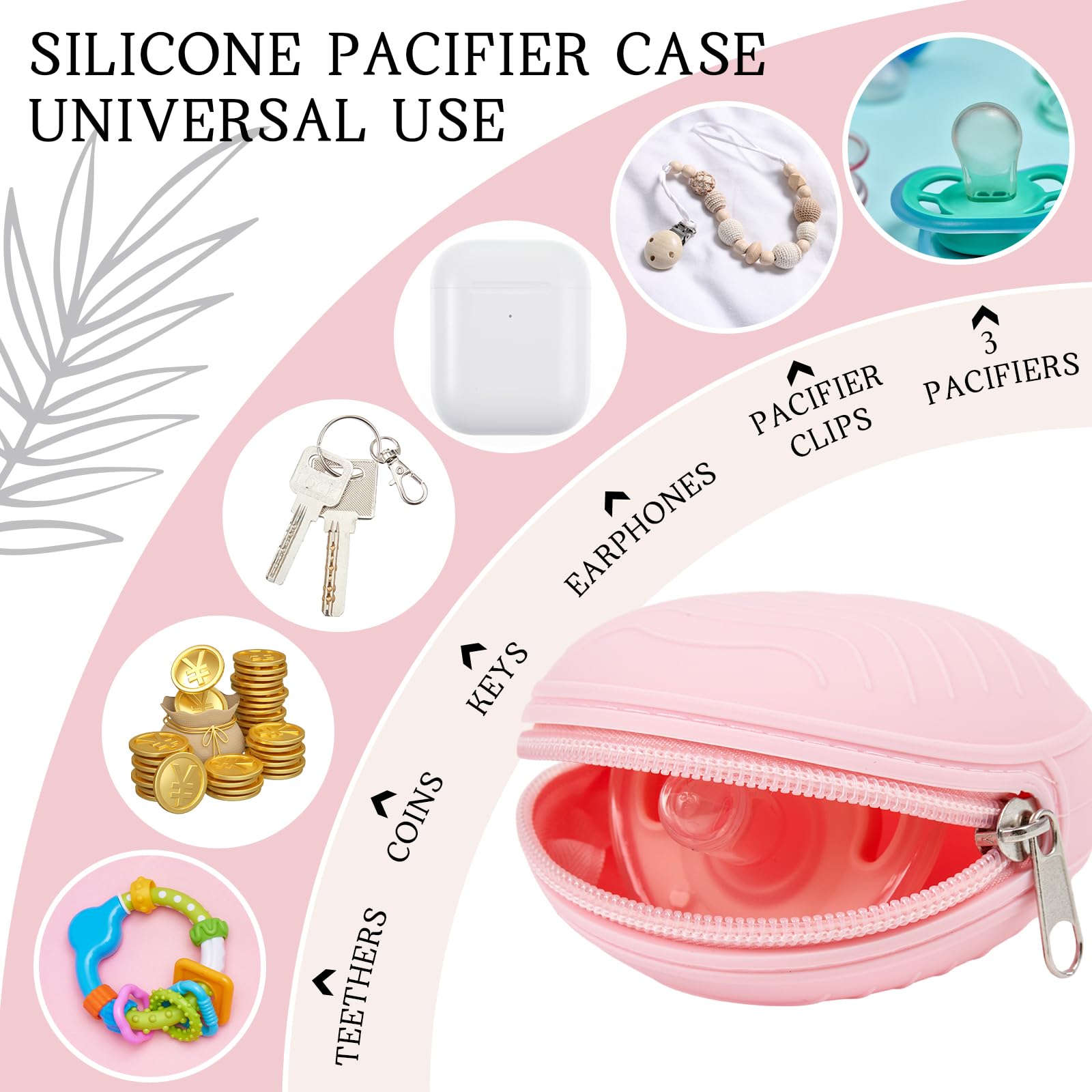 Bulyoou diaper bag tote pink pacifier holder—hygienic, convenient silicone case