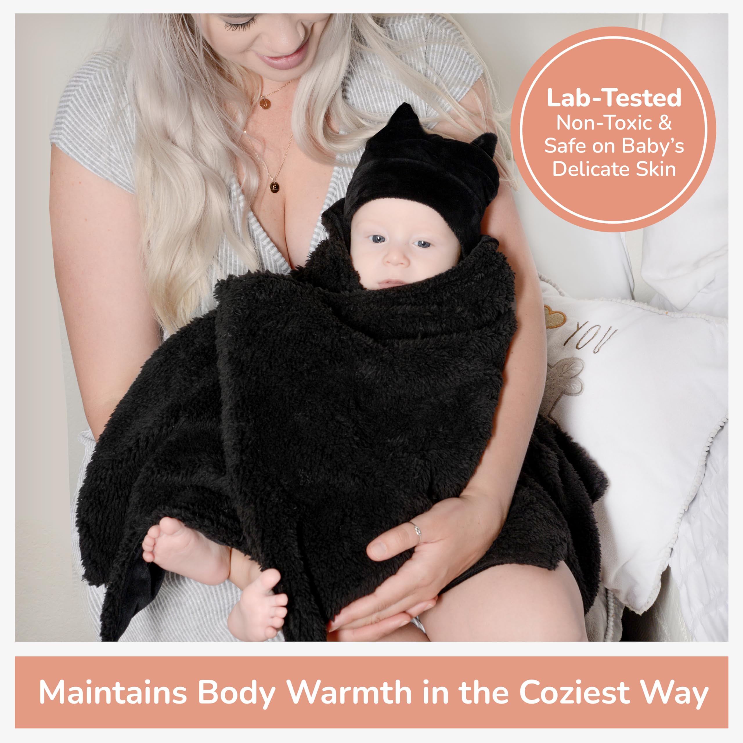 Bumba Kids sherpa fleece double-sided swaddle for all-around softness.