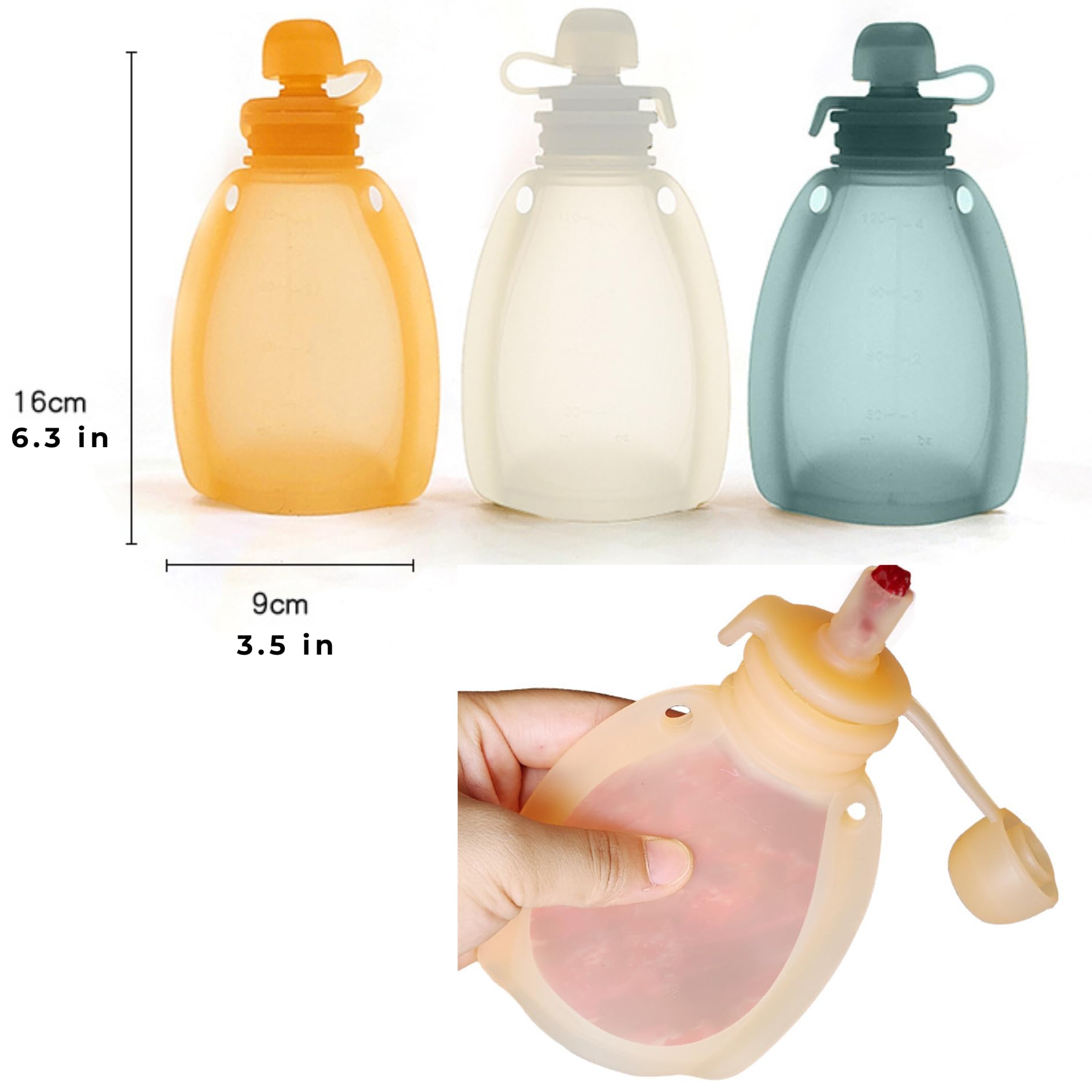 Bumble Bear pouch blue-orange 2pack reusable storage supports weekly meal prep.
