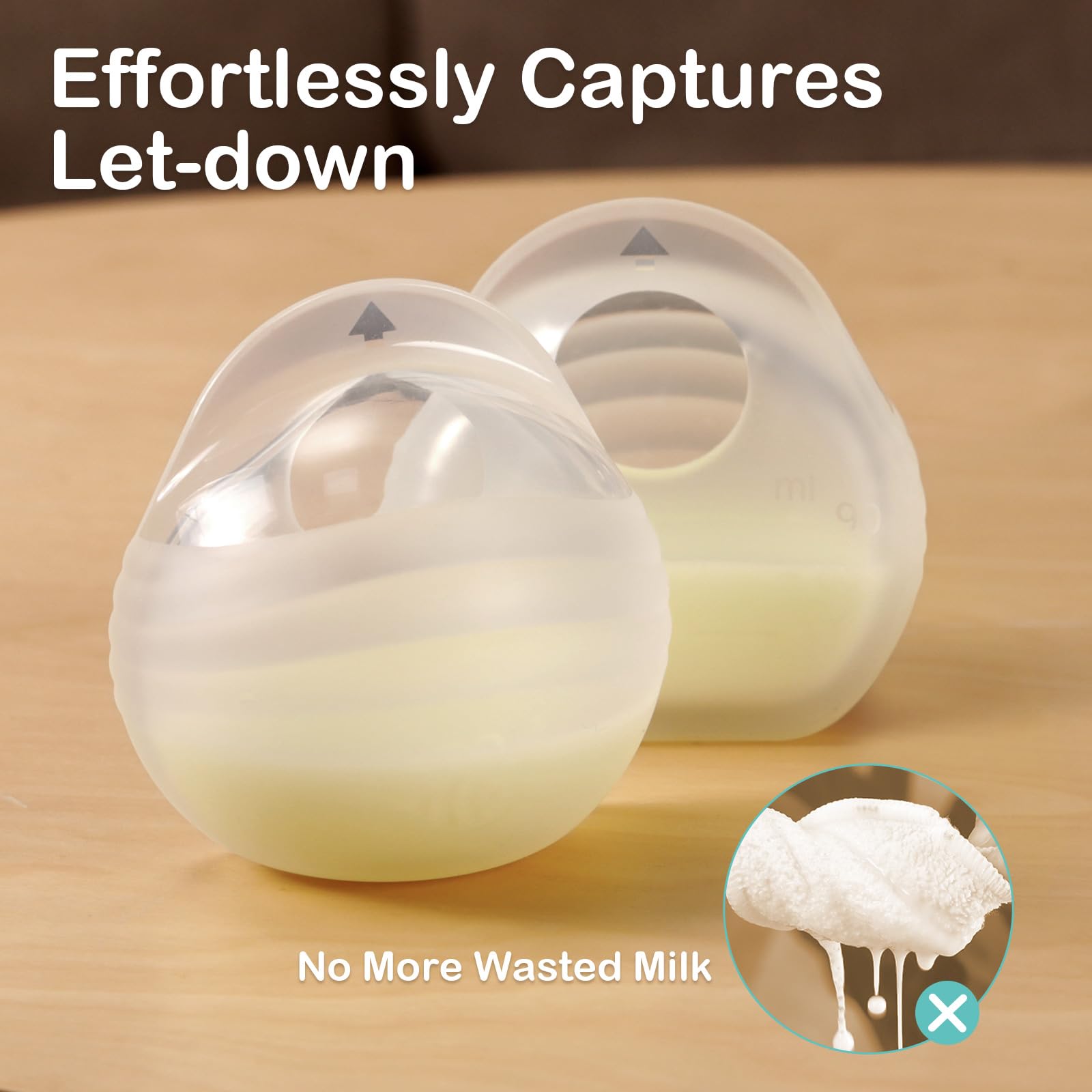 BumbleBee Milk Collector worn in a bra for hands-free milk collection.