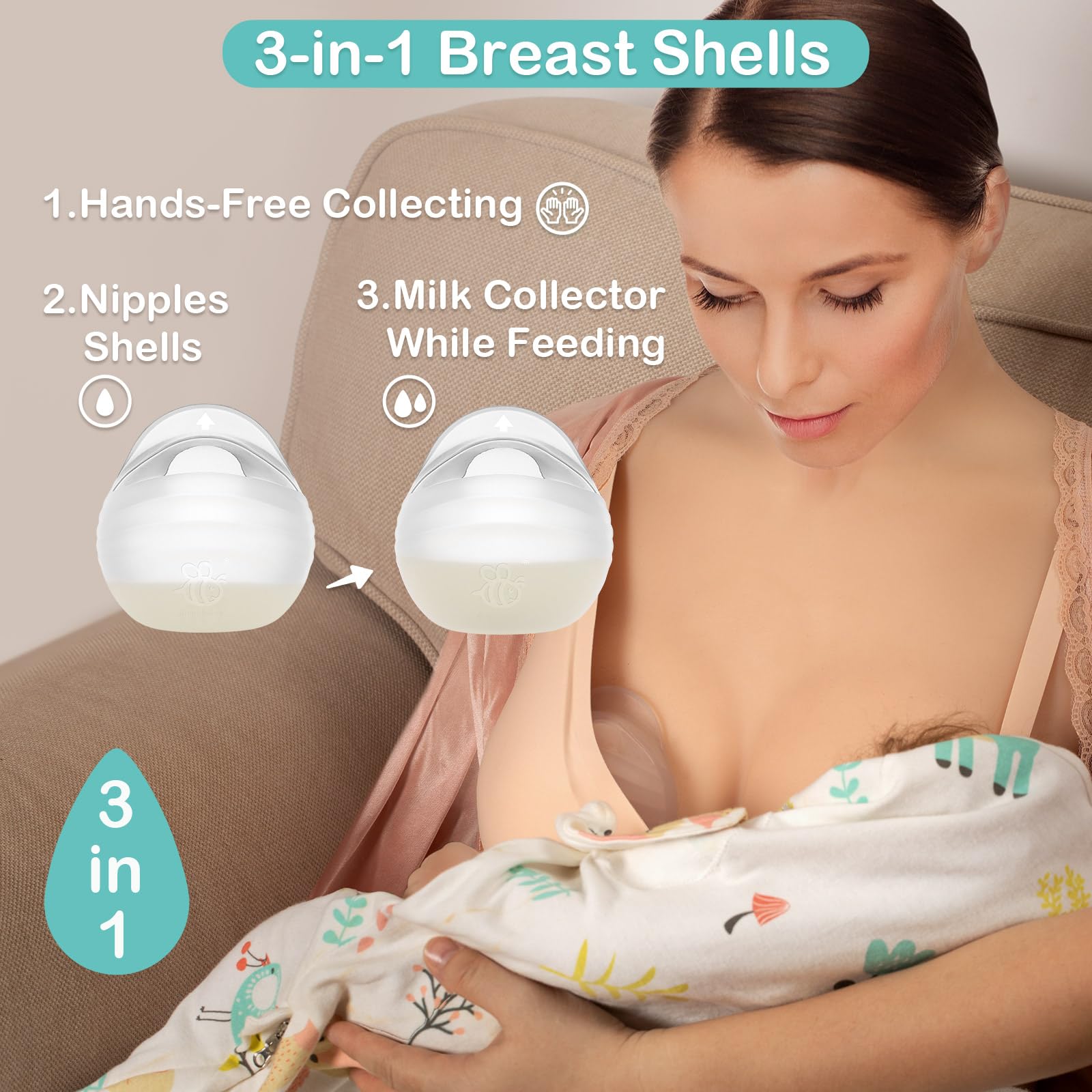 BumbleBee 3oz-capacity collector holds let-down milk efficiently.
