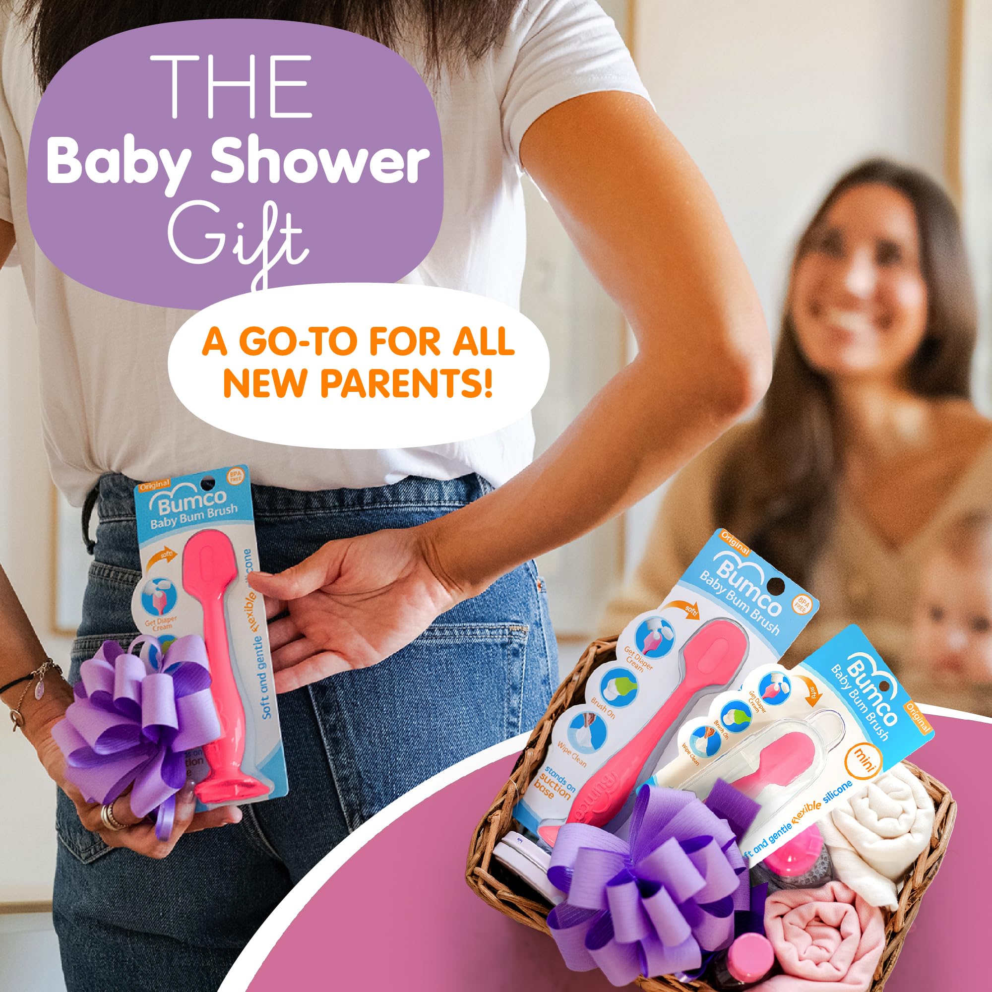 Bumco pink-colored Bum Brush suits daily diaper changes with ease and style.