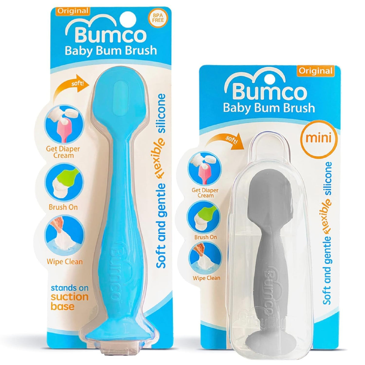 Bumco Baby Bum Brush silicone application for smooth, precise diaper cream spread.