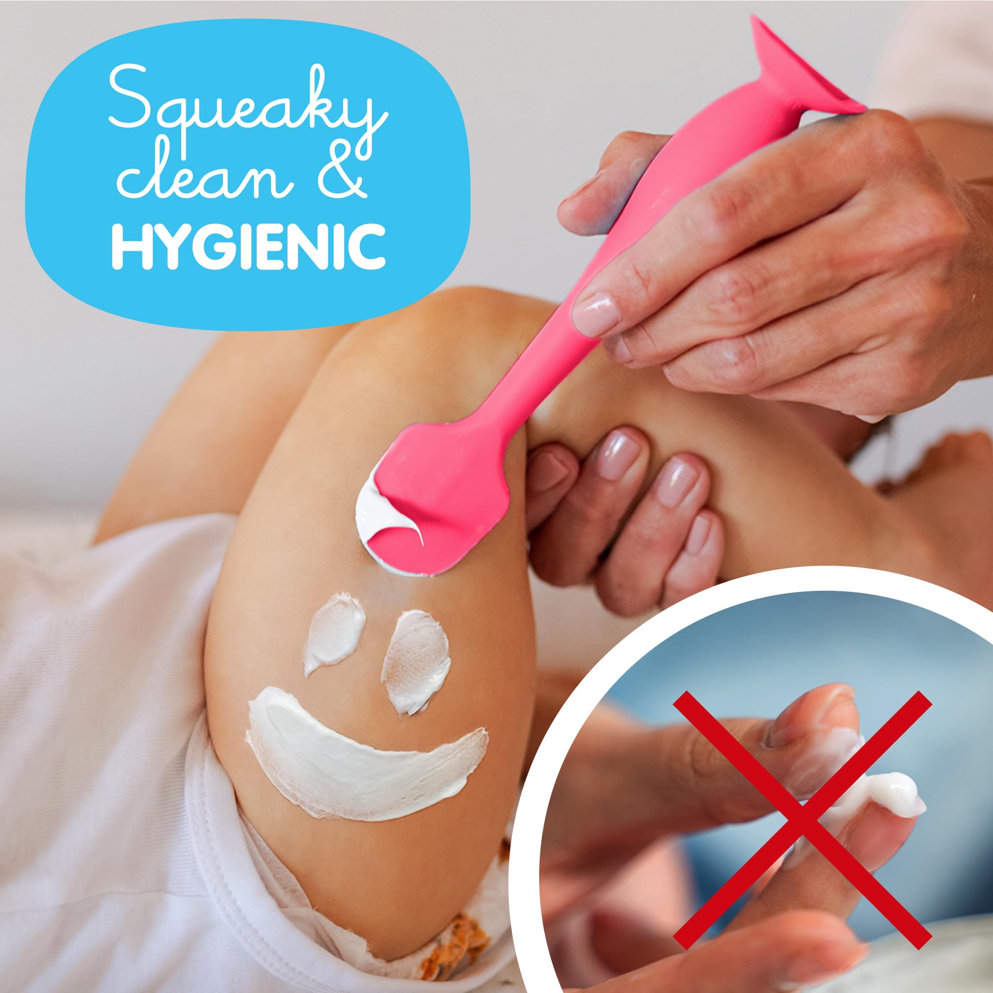Bumco Baby Bum Brush demonstrates soft silicone for gentle skin care.