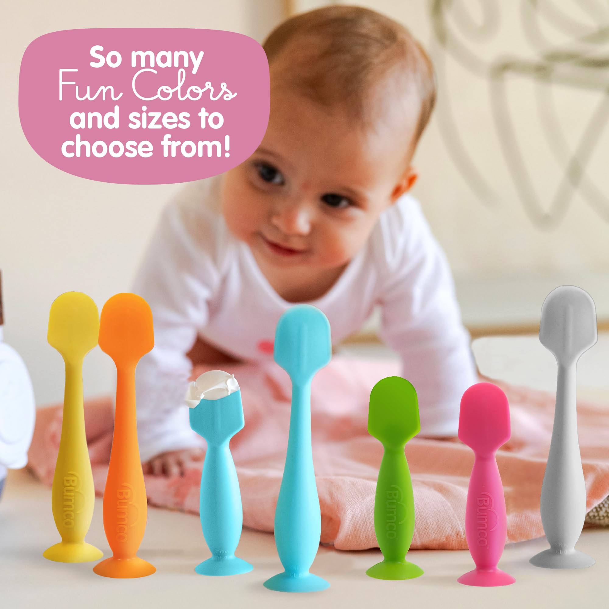 Bumco suction-base keeps the spatula upright during diaper changes.