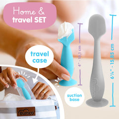 Baby Bum Brush suction-base keeps spatula upright to reduce mess.