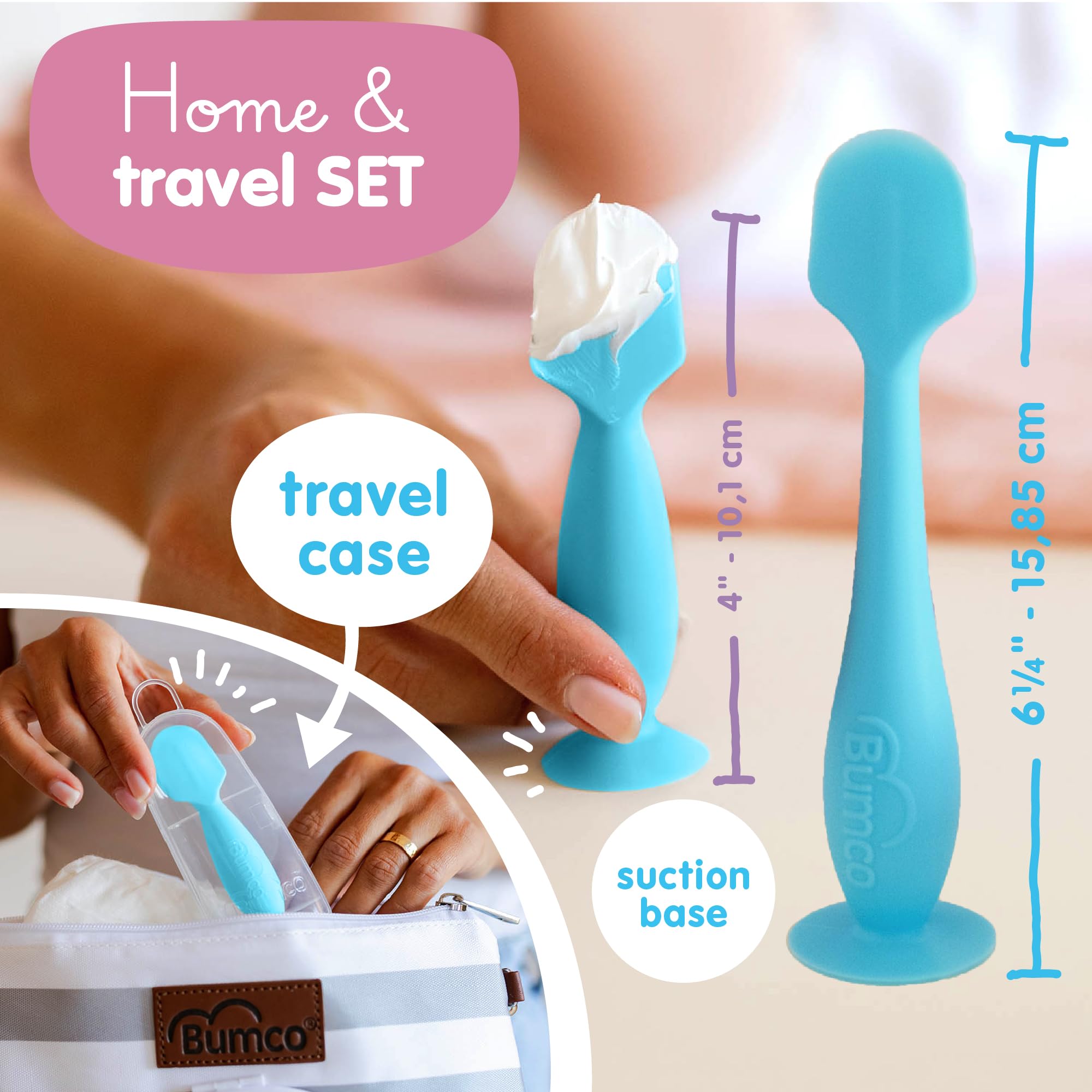 Travel case keeps diaper cream spatulas clean and portable.