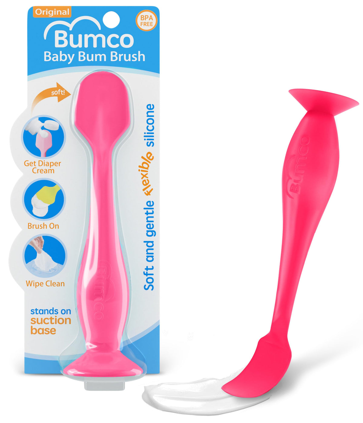 Bumco diaper cream spatula silicone close-up for smooth, mess-free application.