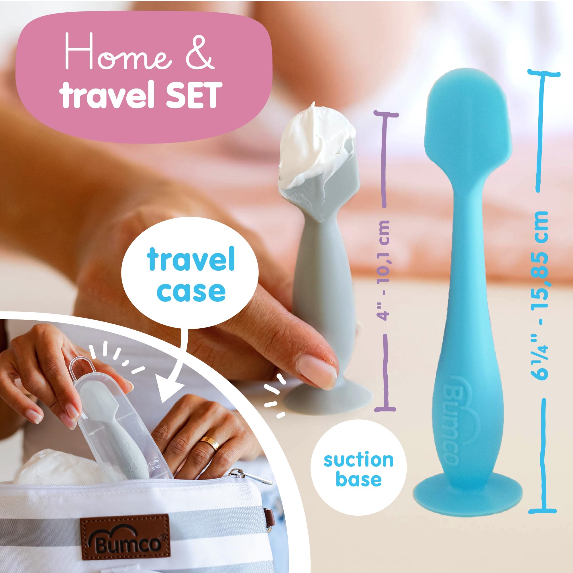 Bumco diaper cream spatula with travel case for organized, on-the-go use.