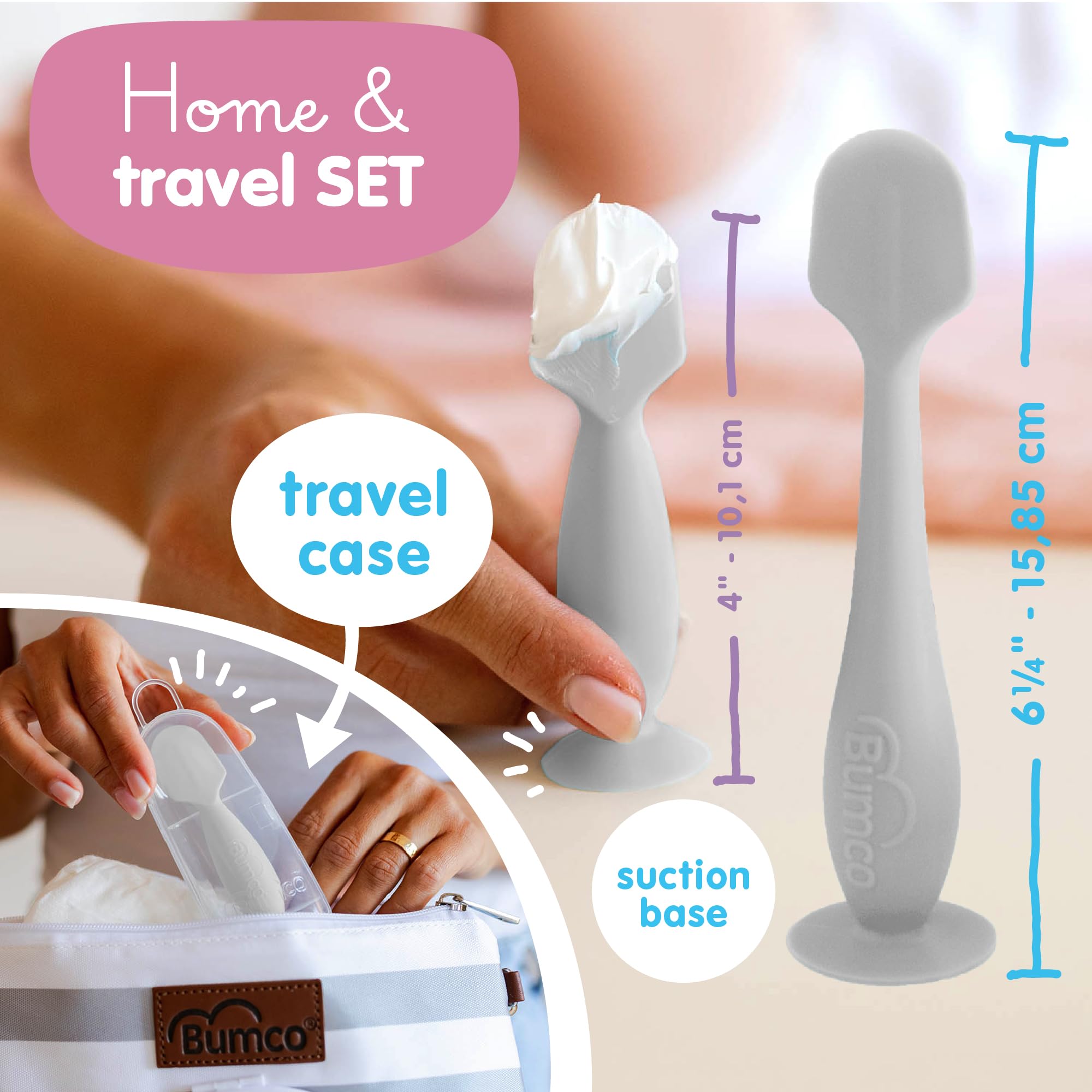 Bumco Diaper Cream Spatula with suction base for stable use.
