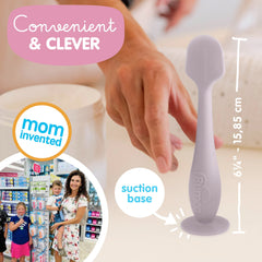 Bumco soft silicone spatula provides flexible, skin-friendly cream application.