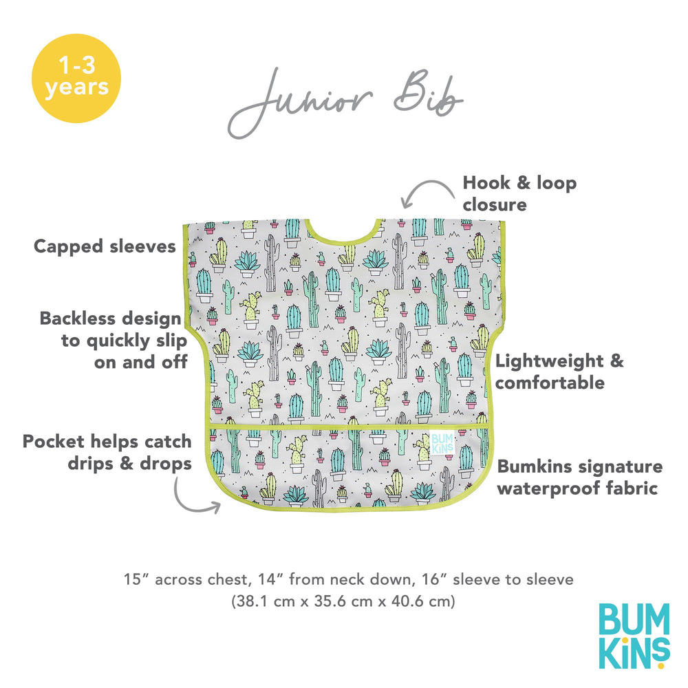 Bumkins bib is easy to clean and machine washable for busy households.